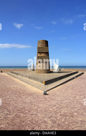 Memorial at Omaha Beach - place of landing of allied forces during the Normandy D-Day invasion - June 6, 1944. Stock Photo