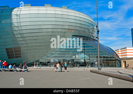 Europe, Germany, Bremen, Bremerhaven, Am Strom, climate house, entrance, architecture, building, construction, people, persons, Stock Photo