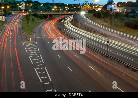 Nighttime traffic on the North Circular Road,Park Royal London,England Stock Photo