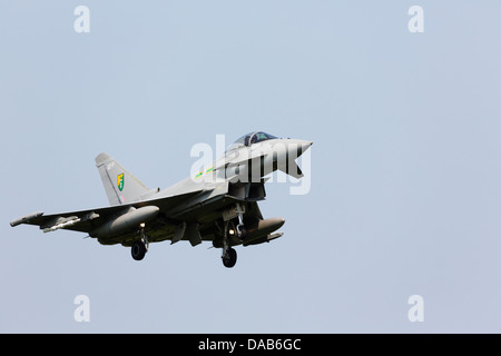 BAE Eurofighter Typhoon from RAF Coningsby No3 Squadron RAF on approach to RAF Waddington
