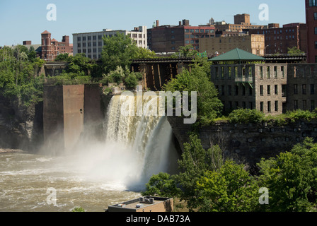 Upper falls on the Genesee River in Rochester NY. Stock Photo