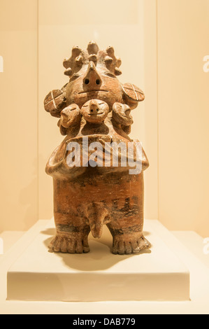 Ancient pre-Columbian inca incan clay pottery artifacts archaeological art artwork display in the Larco Museum, Lima, Peru. Stock Photo