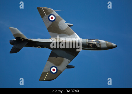 Royal Air Force Fighter Trainer Hawker Hunter T7 G-BXFI WV372 Flying at Old Warden Shuttleworth Military Pageant Airshow Stock Photo