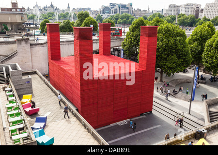 The orange wooden structure of the Shed at the National Theatre, London, England, UK Stock Photo