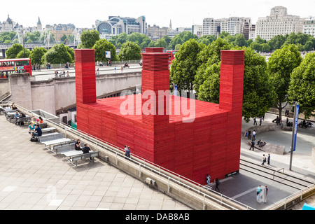 The orange wooden structure of the Shed at the National Theatre, London, England, UK Stock Photo