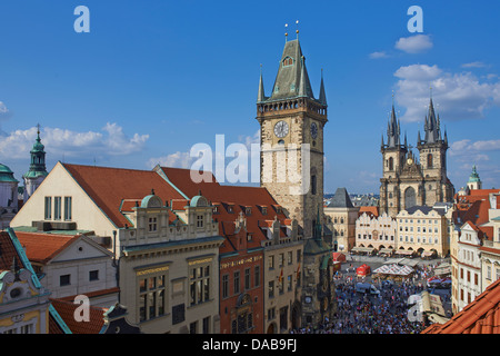 Europe, Czech Republic, Central Bohemia Region, Prague. Prague Old Town Square, Tyn Church Stock Photo