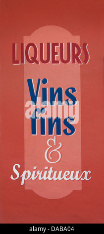 Wine Liquor  Sign Nice Old Centre Restaurant French Riviera Cote D'Azur France Stock Photo