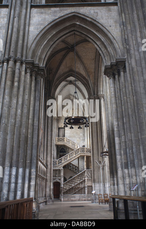 Rouen Cathedral, Normandy, France - interior shot of library staircase. Stock Photo