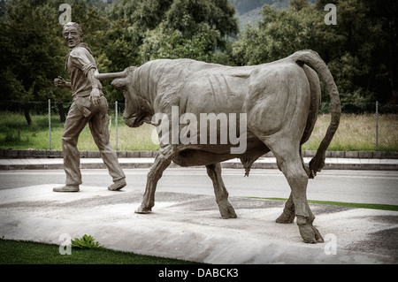 monument to the running of the bulls, Ampuero, Cantabria, Spain, Europe Stock Photo