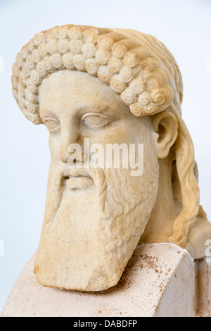Hermes, stone carving, Delos Museum, Delos Archaeological Site, Delos, near Mykonos, Greece Stock Photo