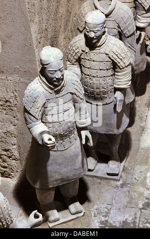 Infantrymen sculptures of the Terracotta Army dating from approximately the late third century BCE depicting the armies of Qin Shi Huang, the first Emperor of China located in Lintong District in Xi'an, the capital city of Shaanxi province, China Stock Photo