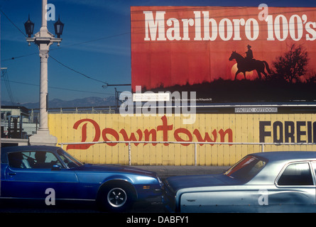 Marlboro billboard  and street traffic near downtown Los Angeles, CA Stock Photo