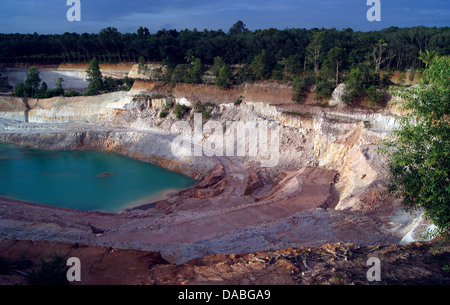 Clay Mining Pits and Pond formation. Environmental Issues Kerala India Stock Photo