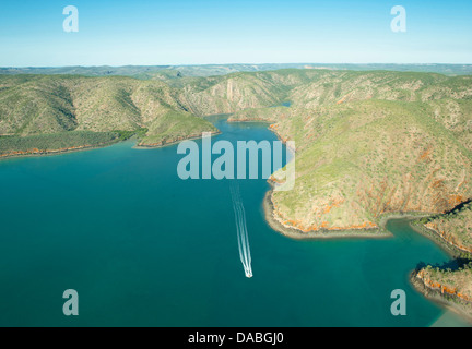 Aerial view of Talbot Bay, known for its Horizontal Falls created by enormous tides, Kimberley, Western Australia Stock Photo