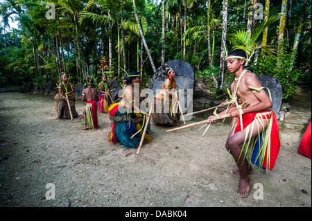 Stick dance from the tribal people of the island of Yap, Federated States of Micronesia, Caroline Islands, Pacific Stock Photo