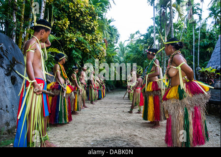 Stick dance from the tribal people of the island of Yap, Federated States of Micronesia, Caroline Islands, Pacific Stock Photo