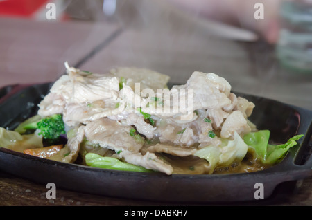 pork fried with oyster sauce and vegetable Stock Photo