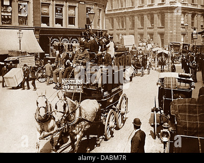 London Horse Bus Victorian period Stock Photo