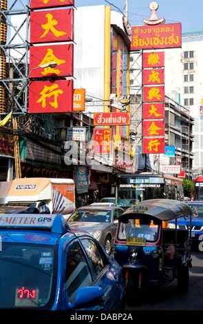 Traffic congestion in China Town, Bangkok, Thailand, Southeast Asia, Asia Stock Photo