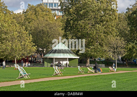Deck chairs in Hyde Park, London Stock Photo
