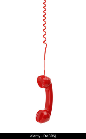 Red telephone receiver Stock Photo