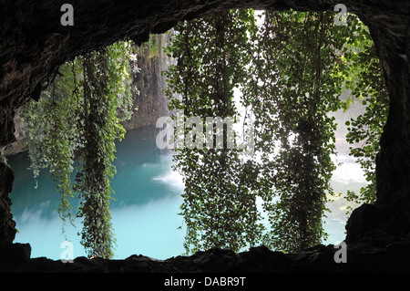 Spectacular Upper Duden waterfalls from a cave, Antalya Province, Turkey Stock Photo