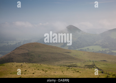The Lawley in low cloud with Little Caradoc in the foreground, near Church Stretton, Shropshire Stock Photo