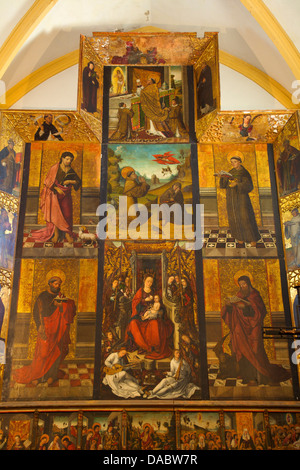 Church interior with 16th century triptych, Nuestra Senora De Jesus, Ibiza, Spain, Europe, Europe Stock Photo