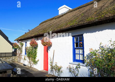 Thatched cottage near Bunratty Castle, County Clare, Munster, Republic of Ireland, Europe Stock Photo