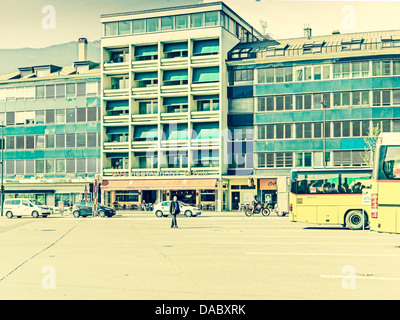 Bus Station in Sion, Switzerland Stock Photo