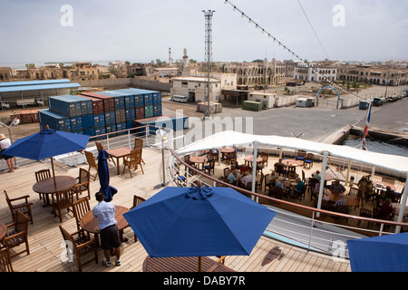 Africa, Eritrea, Massawa, Port, rear decks of MV Minerva cruise ship moored in harbour Stock Photo