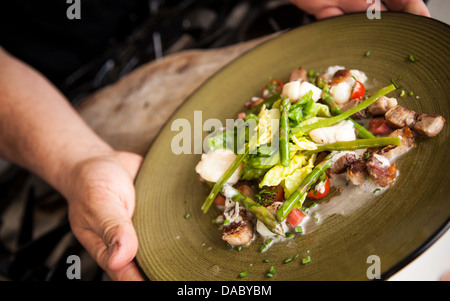 Surf and turf fine dining meal food Stock Photo