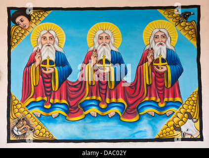 Africa, Eritrea, Massawa, Tualud, St Mary’s Cathedral Church three wise men painted wall mural Stock Photo