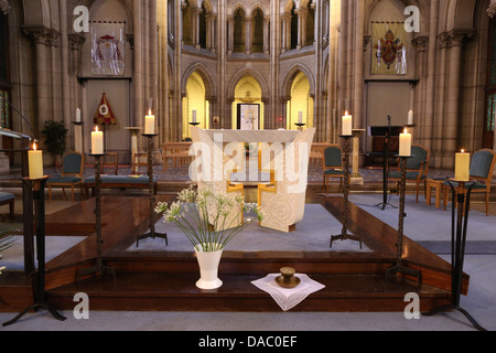 The altar in the Church of Notre-Dame du Perpetuel Secours, Paris, France, Europe Stock Photo