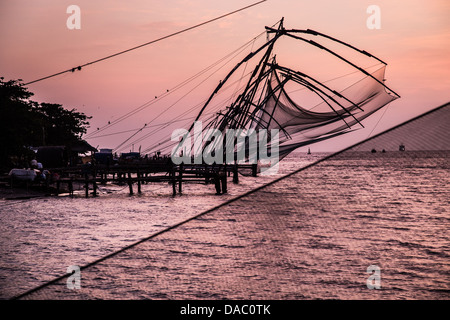 Traditional Chinese fishing nets, Kochi, Kerela, India Stock Photo
