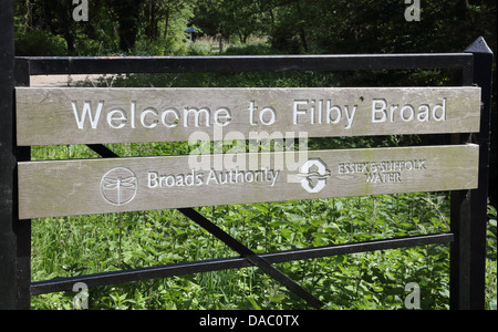 filby broad sign in the norfolk broads Stock Photo