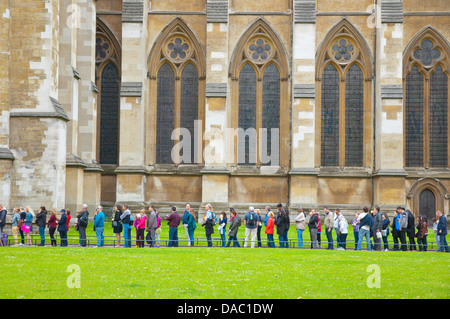 Queue outside Westminster Abbey church Parliament square Westminster central London England Britain UK Europe Stock Photo