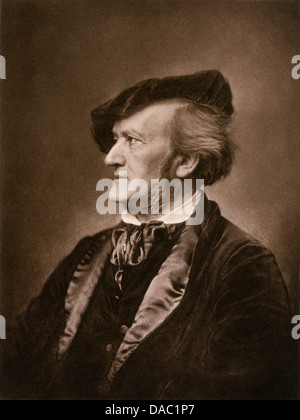 Portrait of composer Richard Wagner. Photogravure Stock Photo