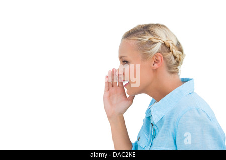 Attractive young woman speaking to someone Stock Photo