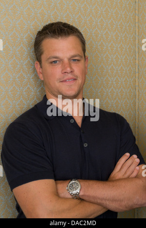 LOS ANGELES – JULY 7  Actor Matt Damon and Director Paul Greengrass in Los Angeles, California, U.S. on July 7, 2007. Stock Photo