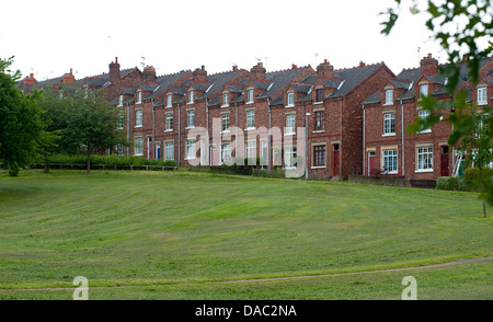 Row of terraced houses in Bolsover, Derbyshire, England. Stock Photo