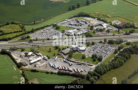 aerial view of Woodall Services on the M1 motorway Stock Photo