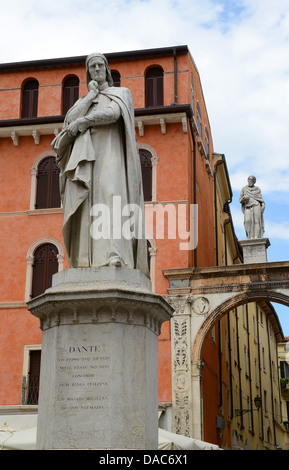 Verona Italy Dante statue in Piazza dei Signori Stock Photo