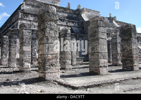 Columns, Chichen Itza, Mexico, Mayan Ruins, Yucatan Peninsular Stock Photo