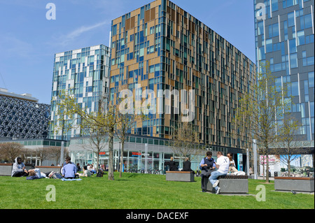 Modern buildings in Peninsula Square near O2 Arena, Greenwich, London, England, United Kingdom. Stock Photo