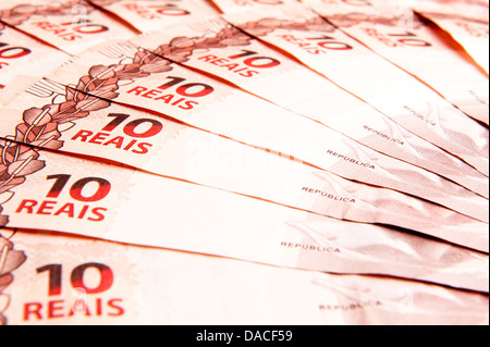 brazilian currency - ten Real . Stock Photo