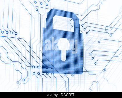 Blue padlock on white background Stock Photo