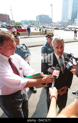 Boston, Massachusetts, USA. 10th July, 2013. MIT Police Chief John DiFava speaks to members of the media outside the Moakley Federal Court in Boston, Massachusetts on Wednesday, July 10, 2013 Boston Marathon bombing suspect Dzhokhar Tsarnaev went before a judge in connections with the April 15, 2013 attacks which left three dead. MIT Police Officer Sean Collier was killed by the Boston Marathon bombers. Credit:  Nicolaus Czarnecki/METRO US/ZUMAPRESS.com/Alamy Live News Stock Photo