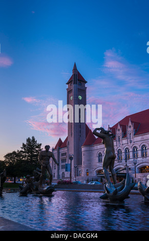 'Meeting of the Waters' sculpture by Carl Milles in front of Union Station in St. Louis, Missouri, United States of America Stock Photo