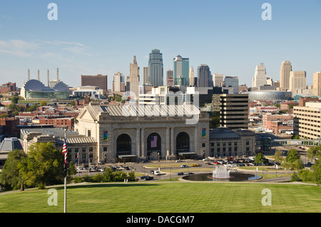 Union Station and the skyline of Kansas City, Missouri, United States of America Stock Photo